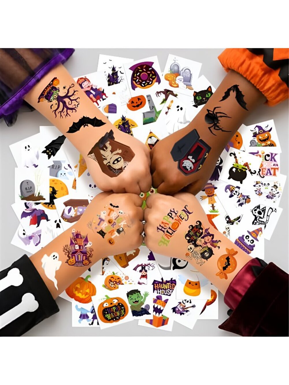 140 PCS Halloween Party Decorations, Halloween Temporary Tattoos for Kids, Fake